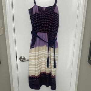 1970’s Vintage Purple and Cream Women's Dress